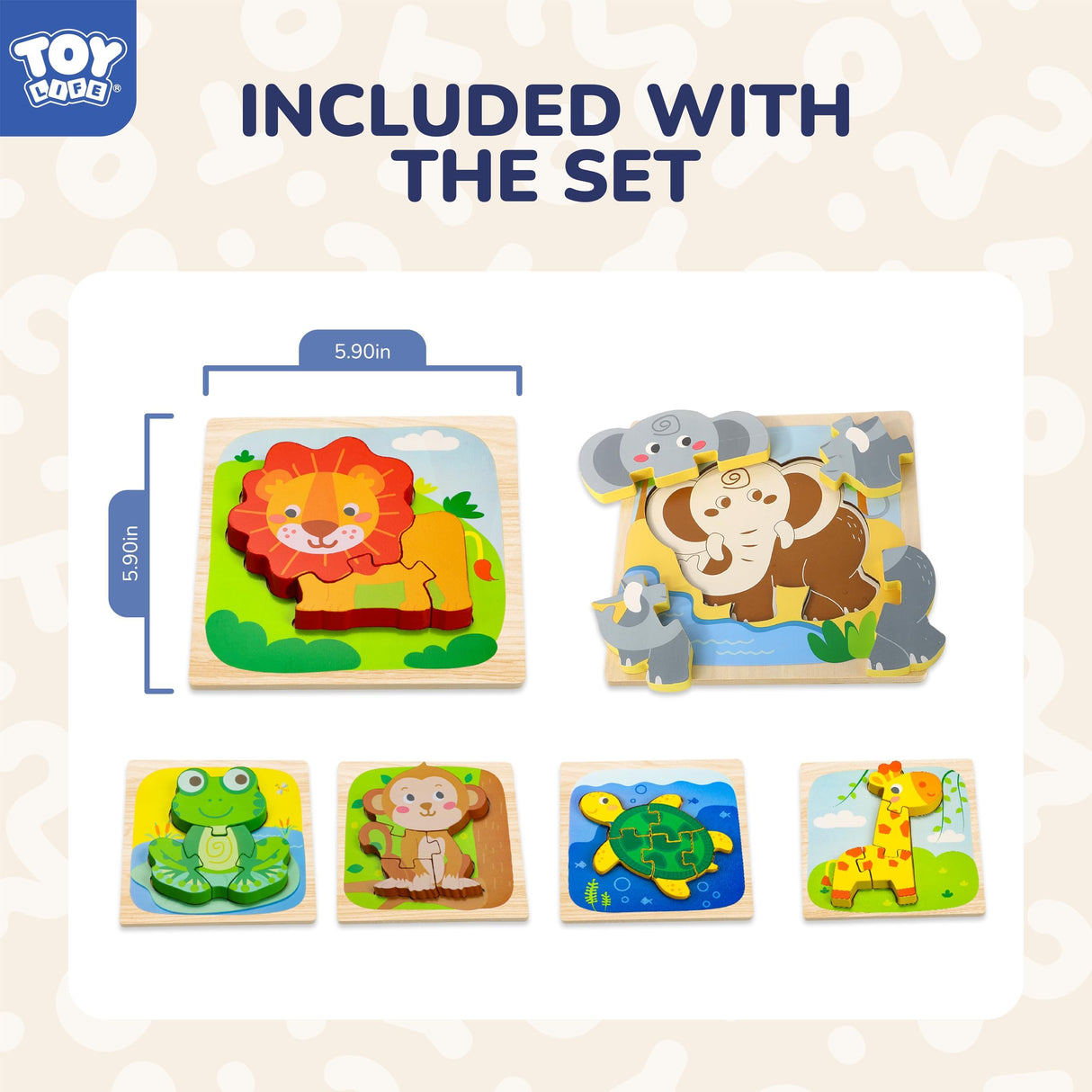 TOY Life Wooden Puzzles for Toddlers 1-3, Animals Toddler Puzzles 1-3, Puzzles for Toddlers 2-4, Wood Puzzles Christmas Montessori Toys Gifts for 1 2 Year Old, Baby Puzzles 12-18, Kids Learning Toy TOY Life