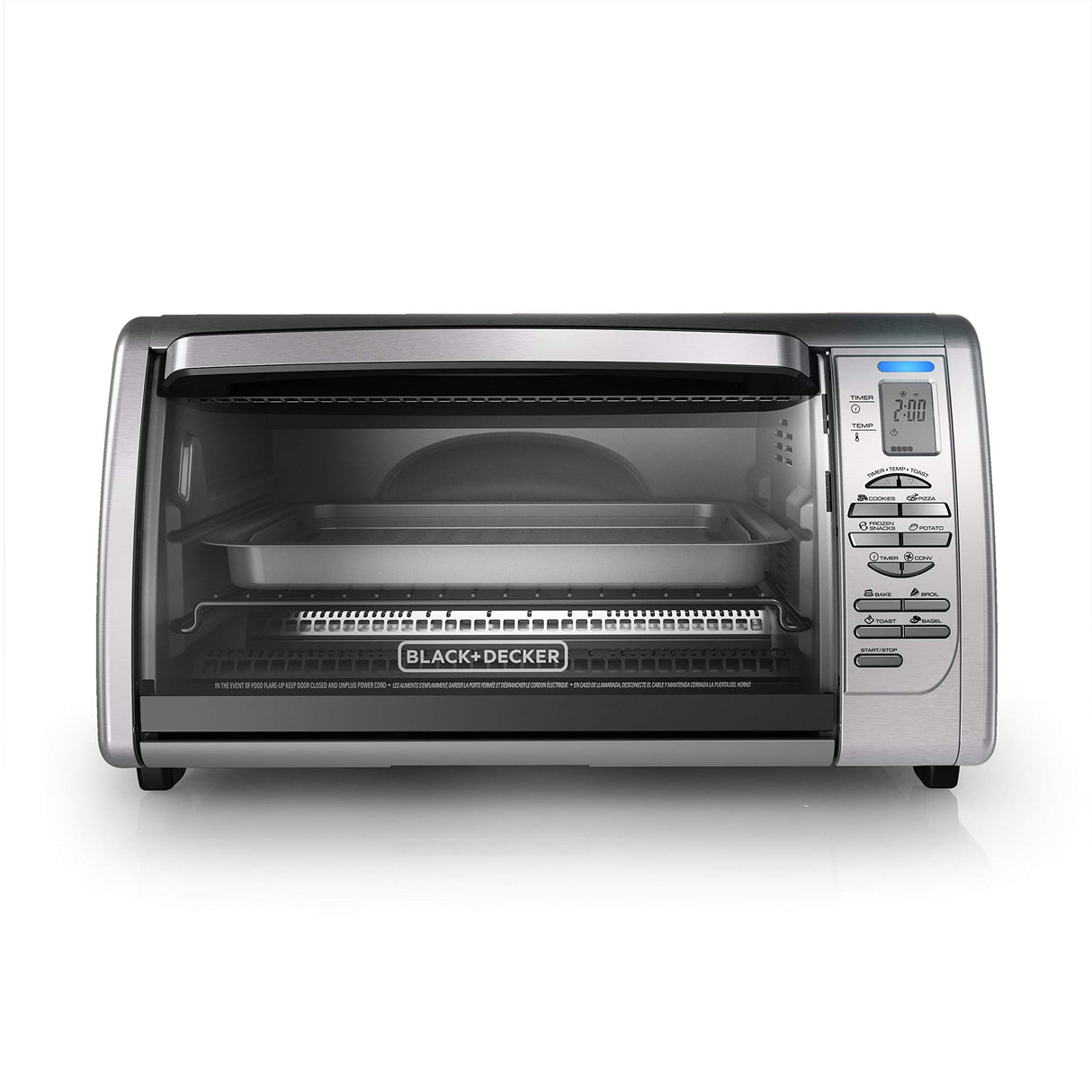 Black+Decker Countertop Convection Toaster Oven, 8 One-touch Cooking Functions, Stainless Steel BLACK+DECKER