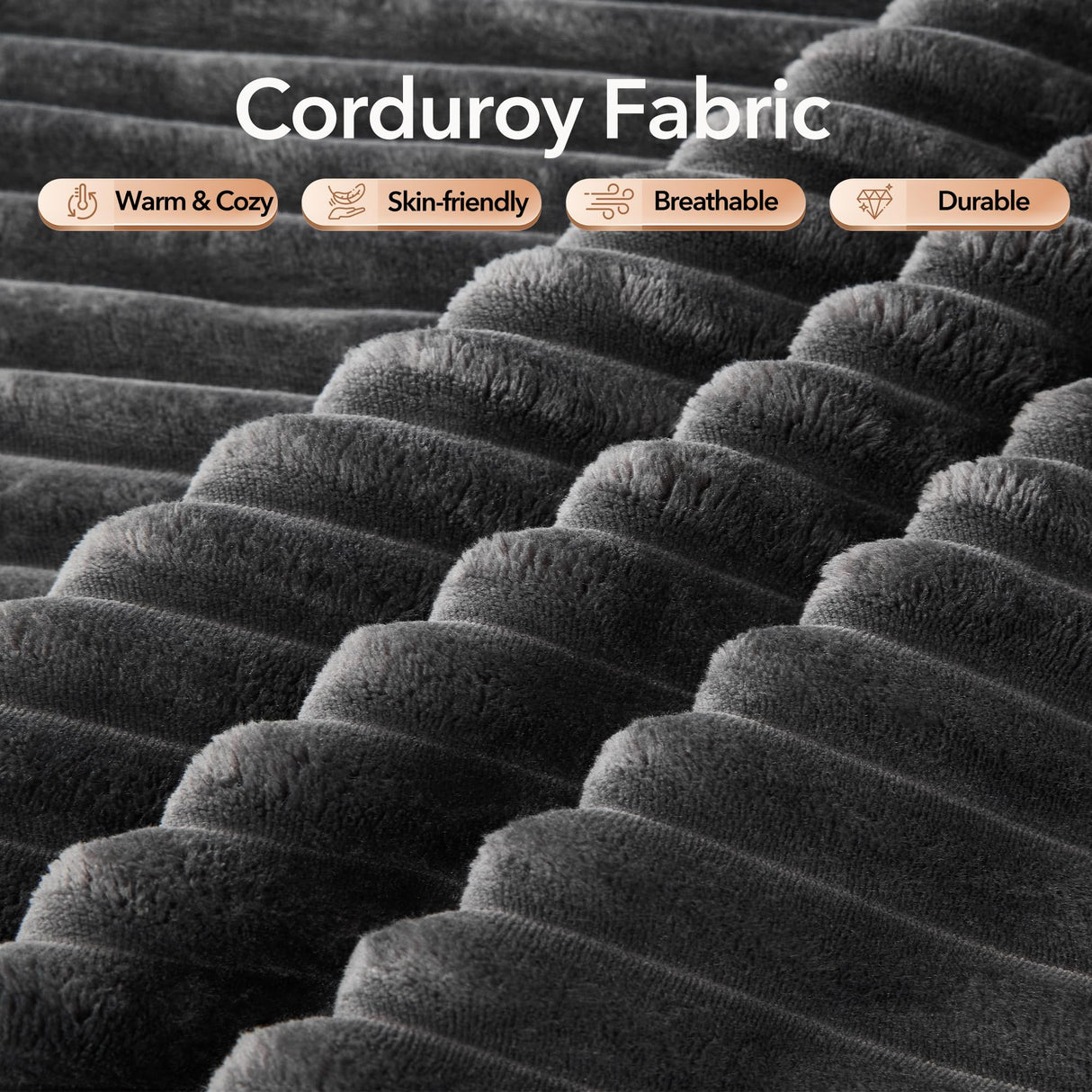 108" Cloud Sectional Couch with L-Shape Chaise, Modern Modular Sofa with Deep Seat, Boneless Cloud Couches for Living Room Bedroom, No Assembly Required, Plush Corduroy (Dark Gray, Right Facing Chaise ElfinAura