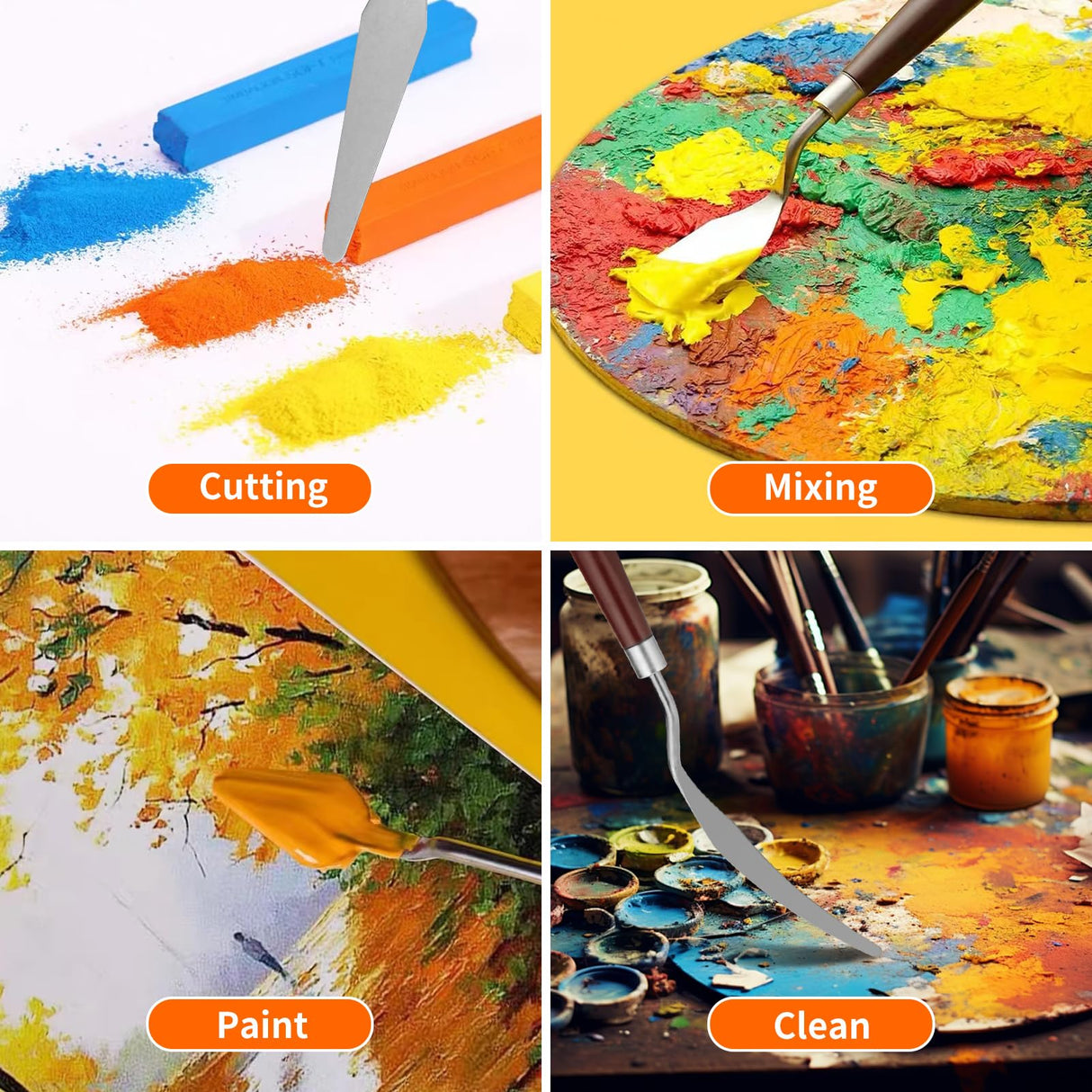 5pcs Palette Knife,Stainless Steel Spatula Palette Knife set, Pallet Knife,Painting Knives,Oil Painting Accessories for Oil, Canvas, Acrylic Painting By EGYPAMID Egypamid