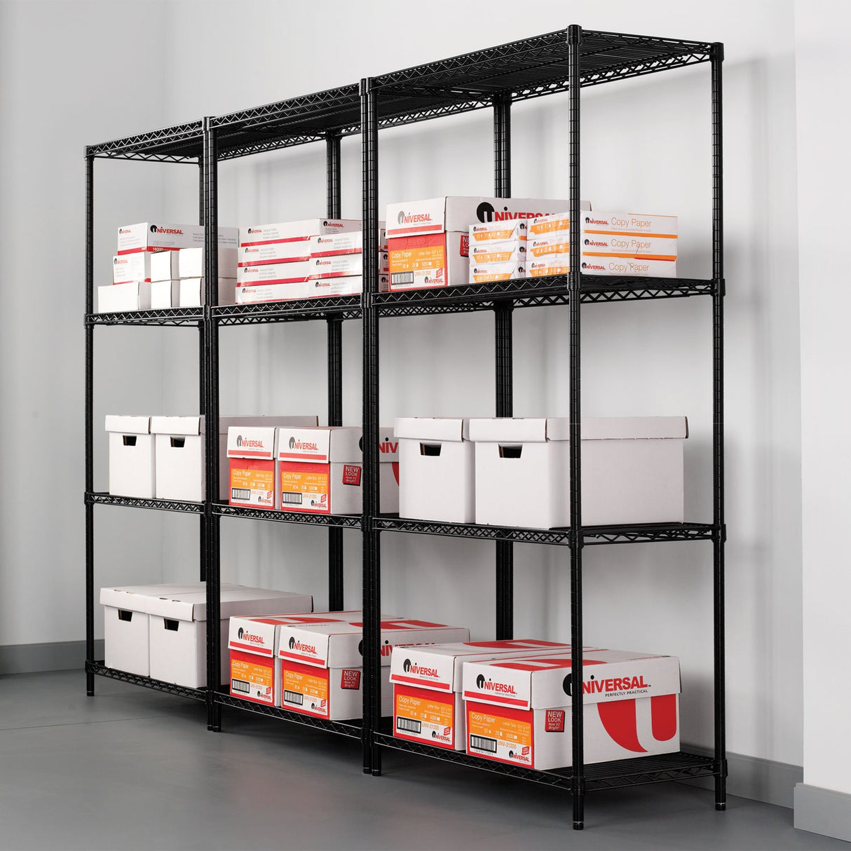 Alera ALESW503624BL 36 in. x 24 in. x 72 in. NSF Certified Industrial Four-Shelf Wire Shelving Kit - Black Alera