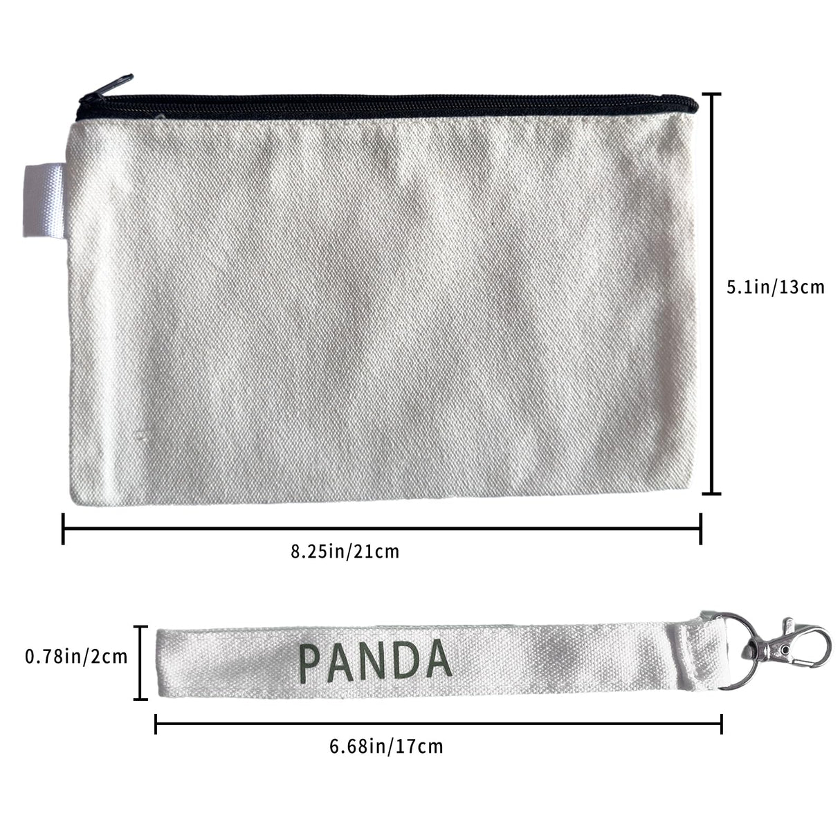 10 Pack Sublimation Blanks Canvas Makeup Bags with Wristband Lanyards, DIY Heat Transfer Cosmetic and Pencil Pouches, Multi-Purpose Travel Toiletry Zipper Bags for Crafting and Personalization HeKimLee