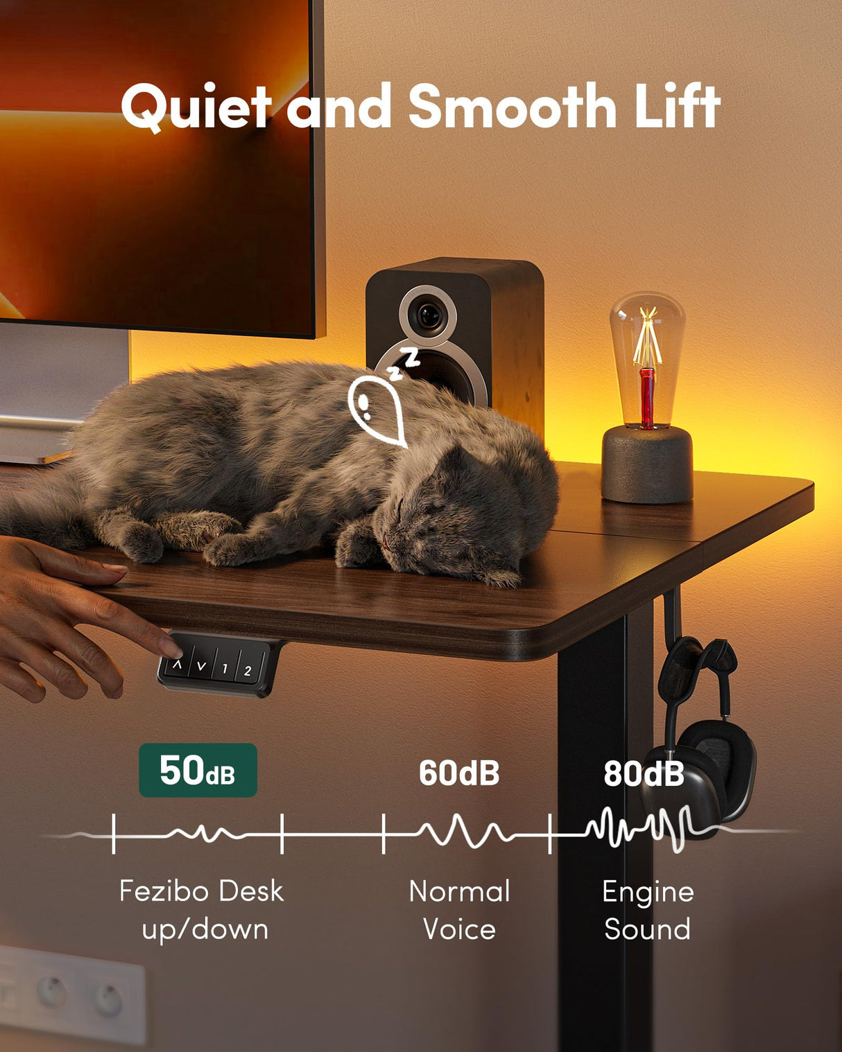 FEZIBO Electric Standing Desk, Height Adjustable Stand up Desk, 55 x 24 Inches Sit Stand Home Office Desk, Computer Desk, Black Walnut FEZIBO