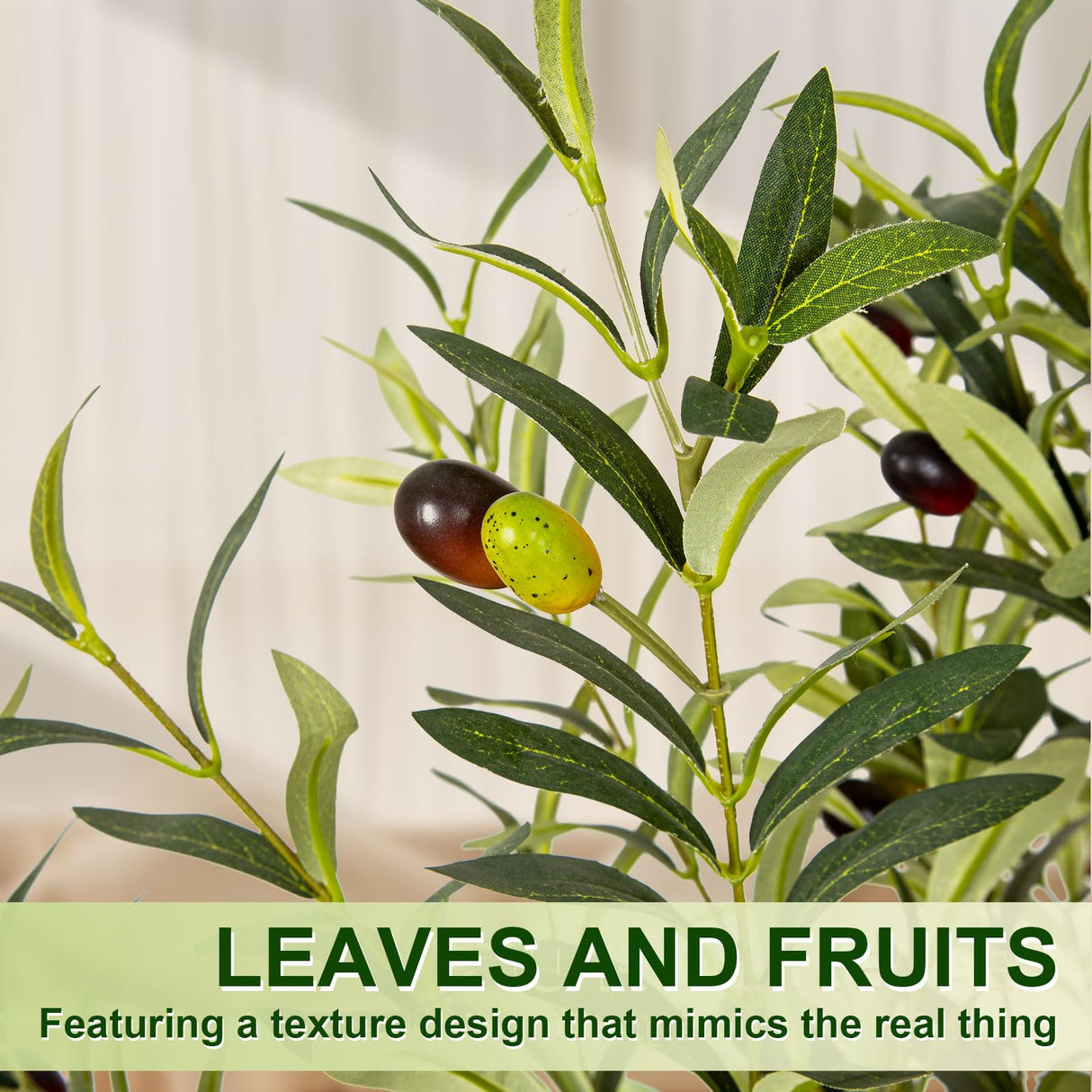 VIVATREES Artificial Olive Tree, 5FT Tall Faux Olive Tree with White Planter, Artificial Plants with Natural Wood Trunk and Lifelike Fruits for Home Office Decor VIVATREES