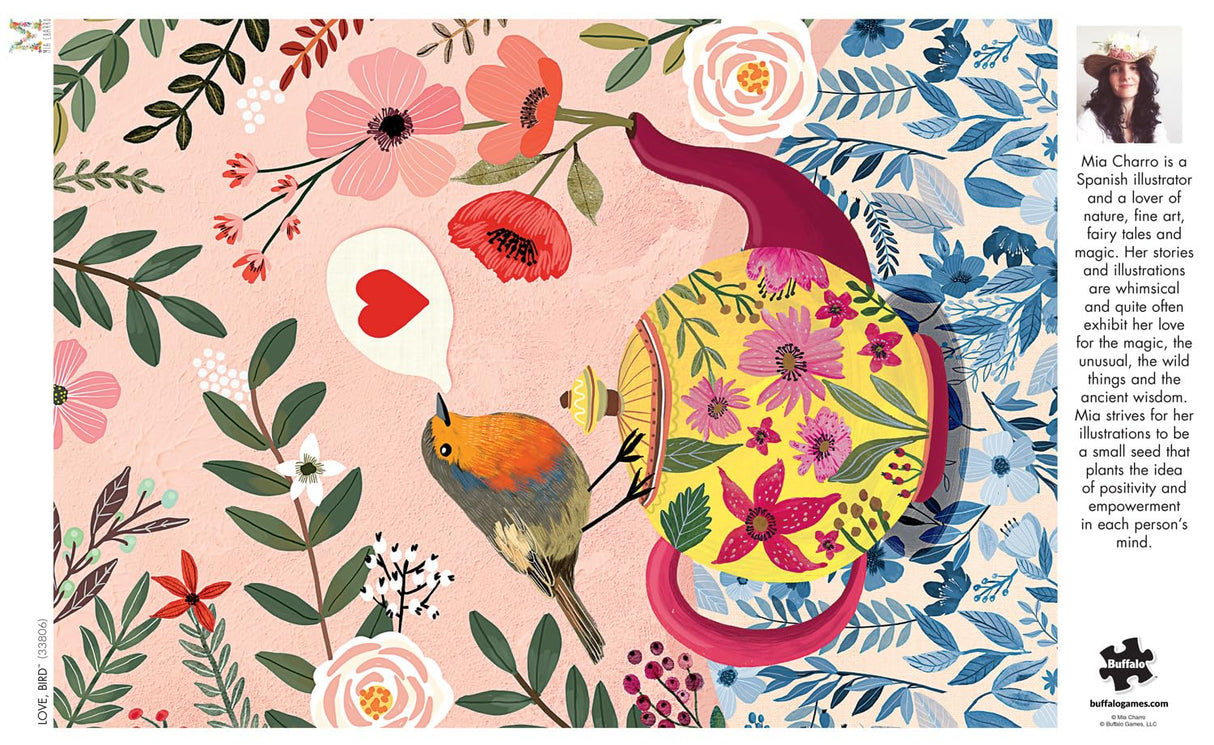 Buffalo Games - Mia Charro - Love, Bird - 500 Piece Jigsaw Puzzle for Adults -Challenging Puzzle Perfect for Game Nights - Finished Size is 21.25 x 15.00 Buffalo Games