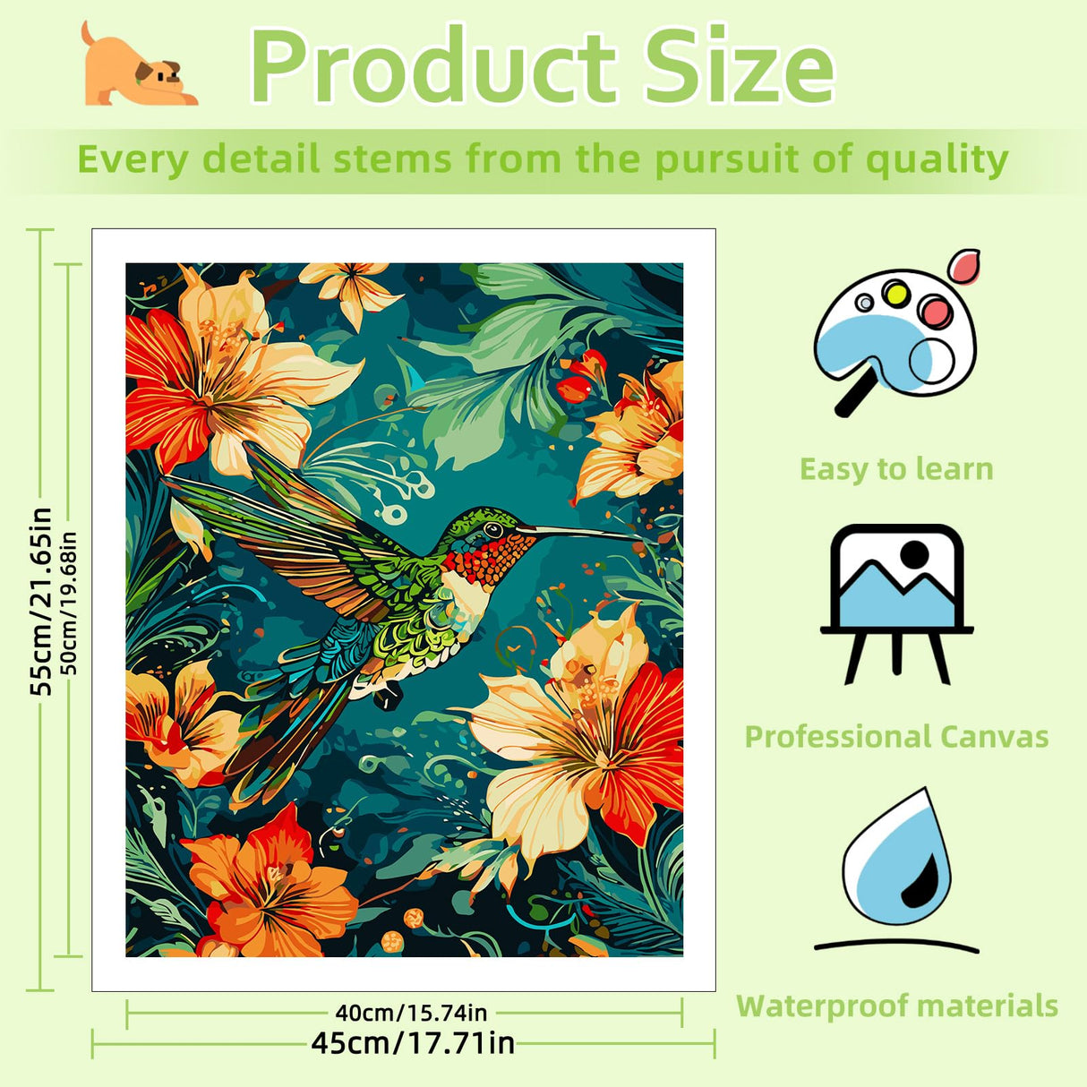 Reivworl Hummingbird Paint by Numbers Kit for Adults, Hummingbird Paint by Number for Adults, Adult Paint by Number Kits for Gifts and Wall Decor 16x20 Inch Reivworl