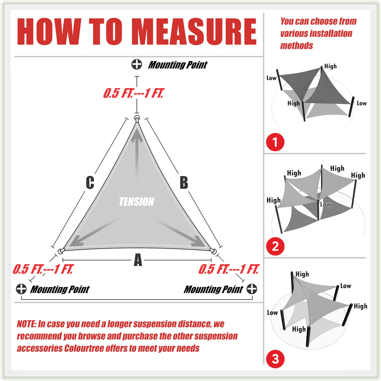 ColourTree 14' x 14' x 19.8' Sand Beige Sun Shade Sail Right Triangle Canopy Fabric Cloth Screen, Water Permeable & UV Block UPF50, Heavy Duty, Carport Patio Outdoor - (We Customize Size) ColourTree