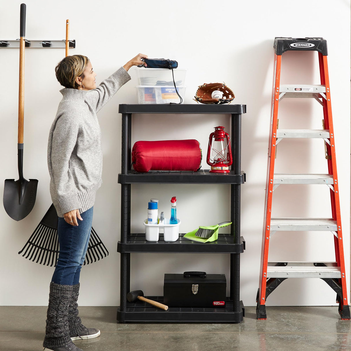 Gracious Living 4 Shelf Adjustable Height Medium Duty Storage Unit 14 x 32 x 54.5" Organizer for Home, Garage, Basement, & Laundry, Black (2 Pack) Gracious Living