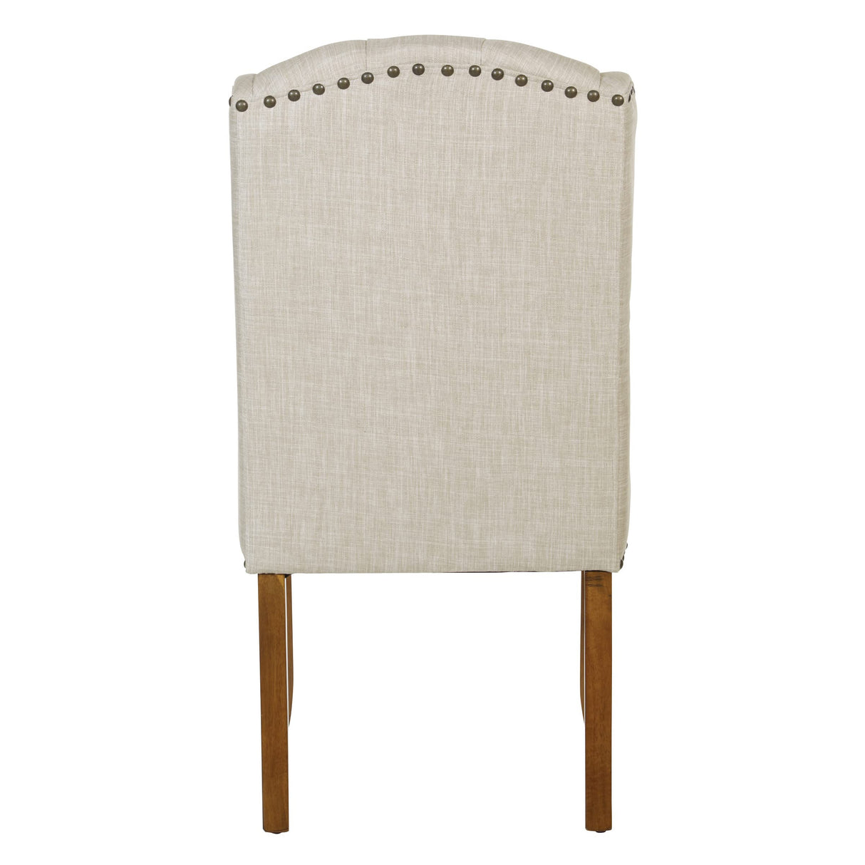 OSP Home Furnishings Jessica Button Tufted Wingback Upholstered Dining Chair with Wood Legs, Linen Fabric, 22.5” W x 26.25” D x 42.75” H OSP Home Furnishings