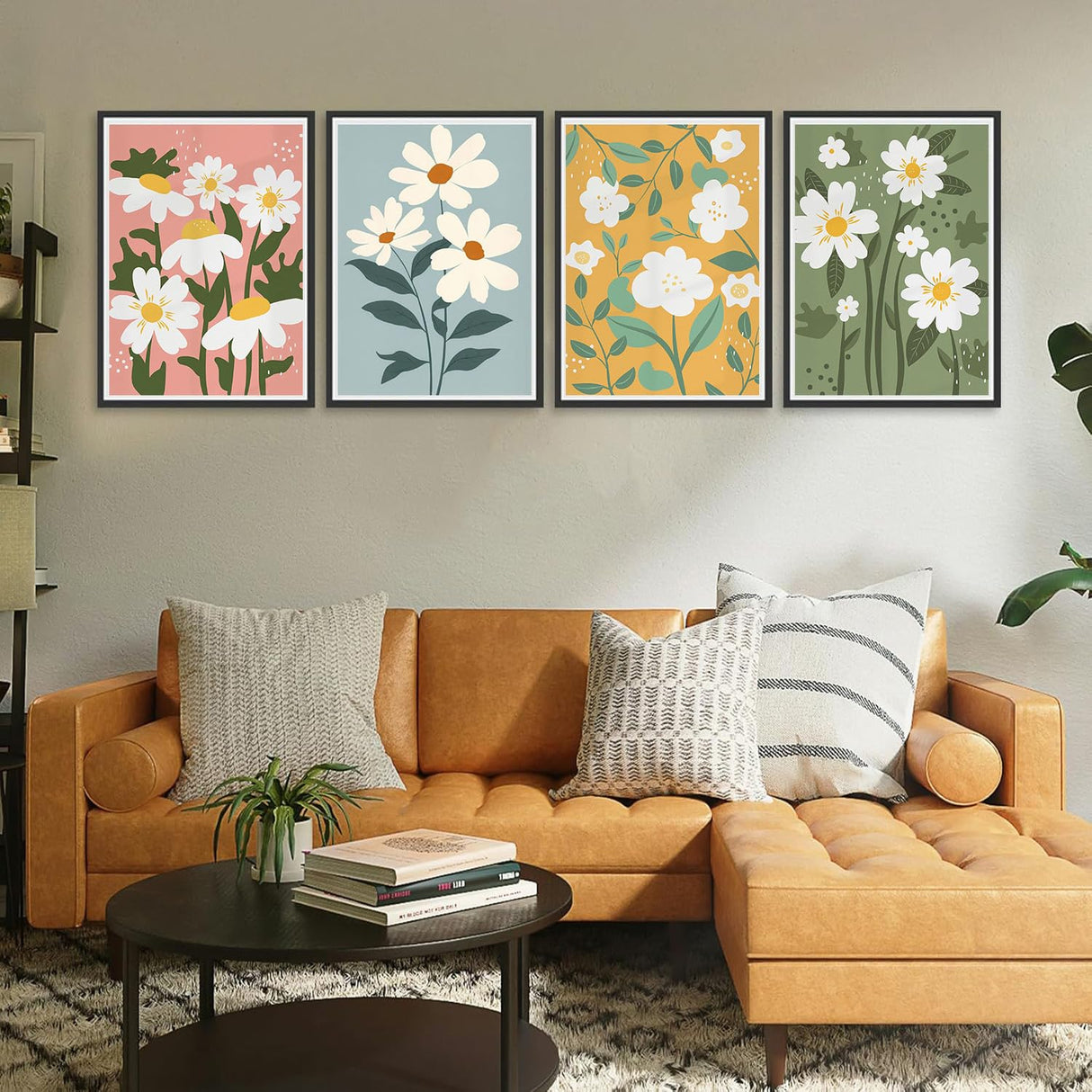 Paint by Numbers for Adults Beginners-4-Pack DIY Flowers Adult Paint by Number Kits Painting on Canvas, Flower Painting by Numbers, Craft Kits for Adults Home Wall Art Decor 10x14 Inch Axquilon