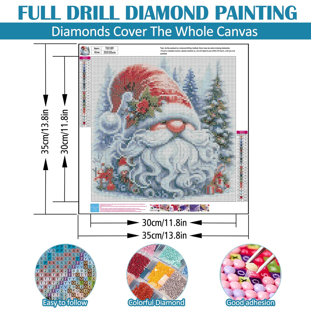 Christmas Gnome Tree Diamond Art Kits for Adults, 5D Winter Diamond Painting Kits for Adults Beginners, DIY Full Round Drill Diamond Dot Painting Gem Art Kits for Adult, Home Wall Decor 13.8x13.8 Inch VCLKDIY