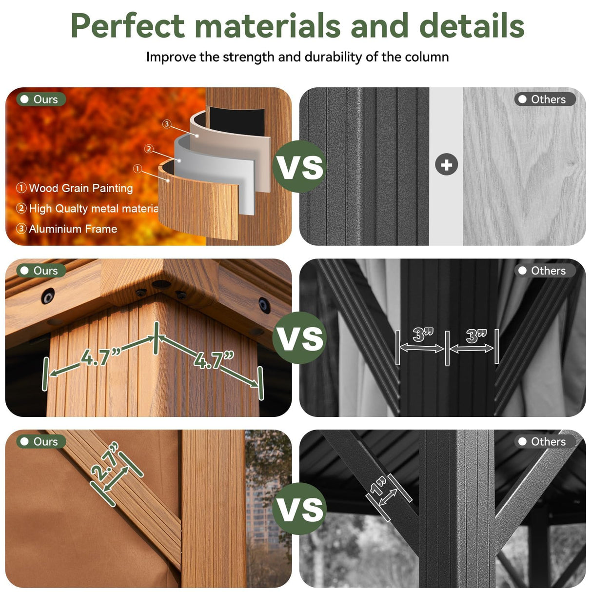 Aoxun Hardtop Gazebo, 12 x 16ft Wooden Finish Coated Aluminum Frame Canopy, Galvanized Steel Double Top, Outdoor Permanent Metal Pavilion with Curtains and Netting, for Backyard, Patio and Deck Aoxun