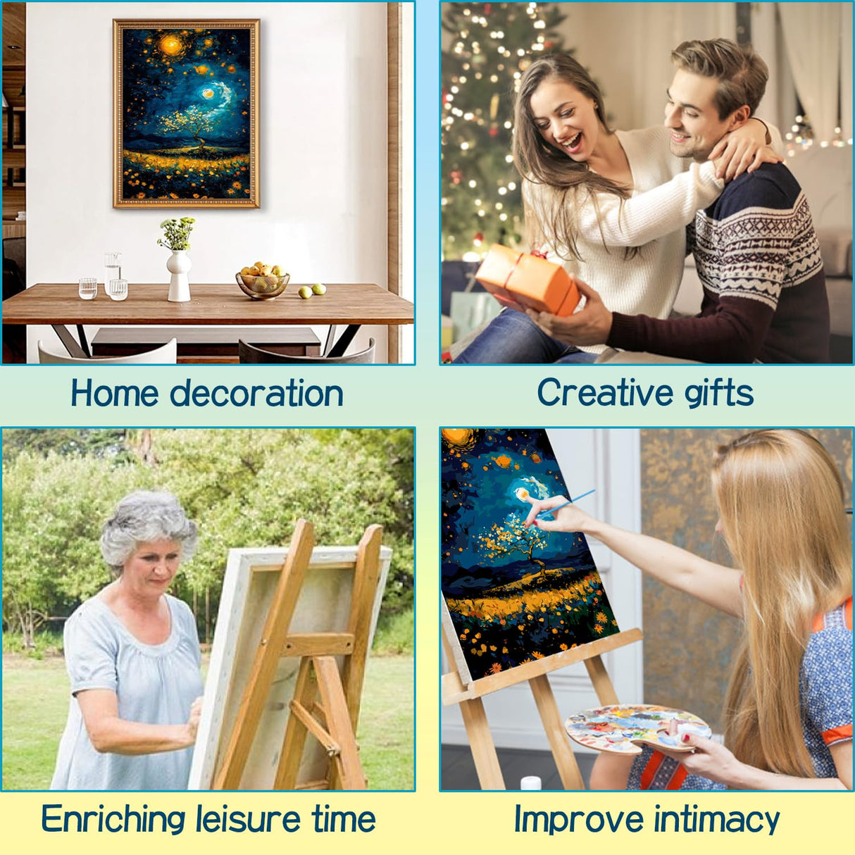 HITIRECOVI Starry Night Adult Paint by Number Kits on Canvas,Paint by Numbers Adults,Moon Paint by Number Canvas for Adults,DlY Acrylic Paint by Numbers Kits for Gifts Home Wall Decor 16x20inch HITIRECOVI