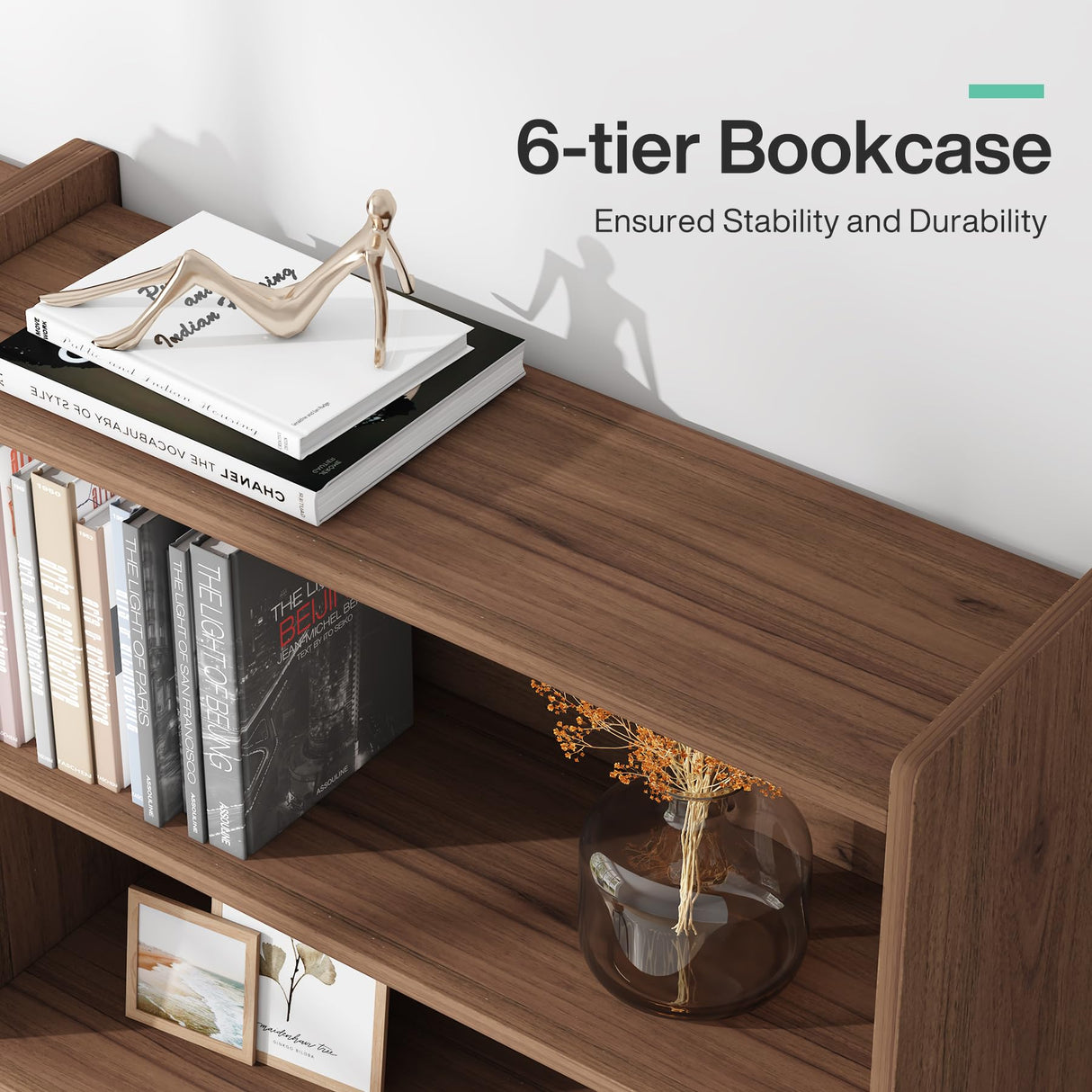 Tribesigns 6-Tier Tall Bookcase, 71 Inches Bookshelves and Bookcases, Floor Standing 5 Shelf Library Bookcase for Home Office, Living Room, Bedroom Tribesigns