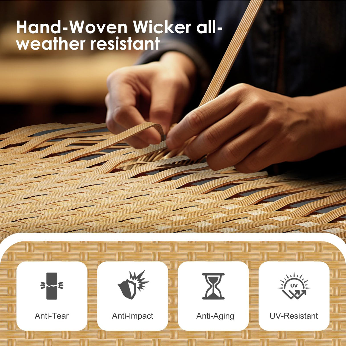 ABCASA Patio Furniture Set, 110" Large 7-Piece Wicker Outdoor Patio Furniture Sets with Coffee Table,Boho Patio Conversation Set Sectional Sofa with All-Weather Cushions for Backyard,Porch,Beige ABCASA