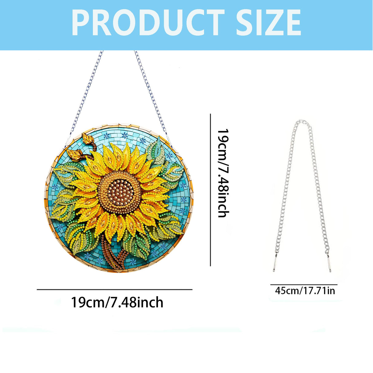 Nivvey DIY Hanging Diamonds Painting Pendant Kit Sunflower, 7.4x7.4inch Gem Painting Board Art Kit Ornament, Special Crystal Diamond Craft Box Kit, Yellow Nivvey