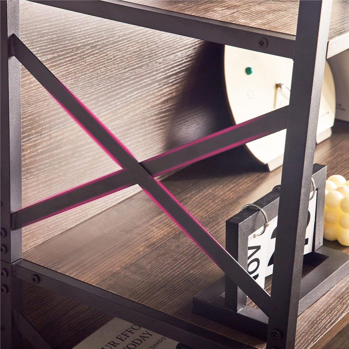 Redlifeᅟᅠ Redlife 5-Tier Bookshelf w/File Cabinet Drawers Industrial Wood Bookcase Standing Storage Organizer for Living Room Home Office, 31.5 x 14 x 74inch, Black Walnut Redlifeᅟᅠ