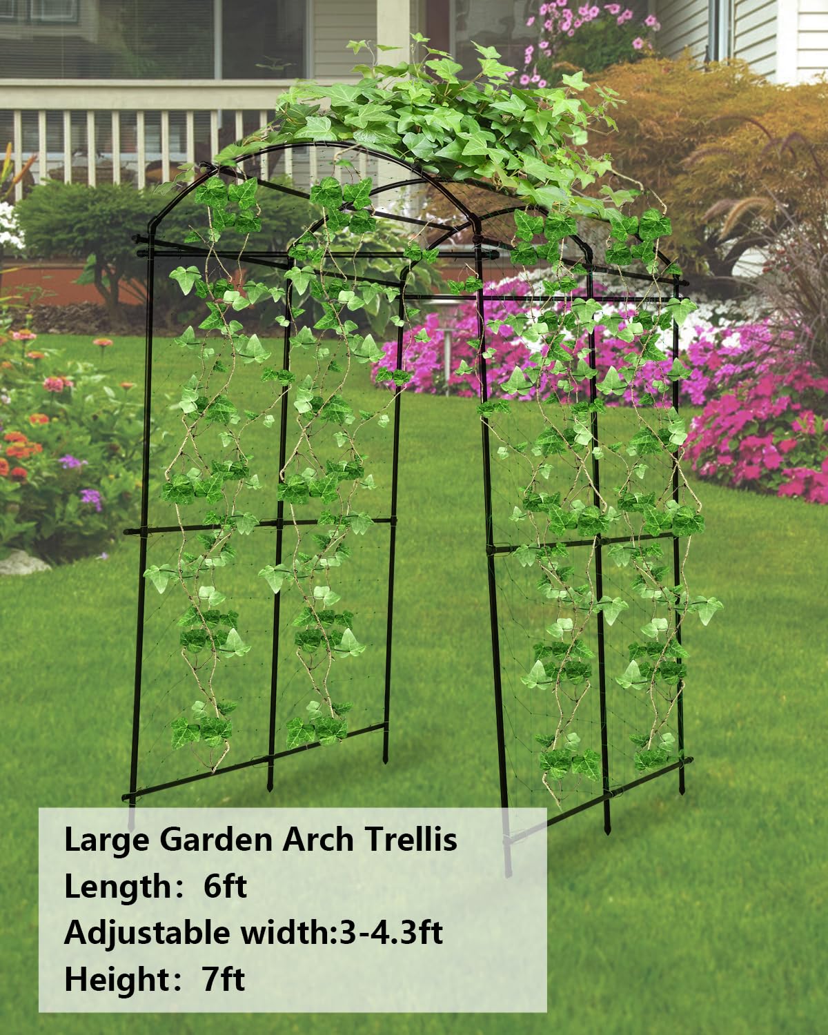 Garden Arch Tunnel Trellis for Climbing Plant Outdoor, Garden Trellis Arch, 7 FT Tall Walkway Trellis, Large Side Archway Arbor Tunnel Support for Vegetable/Fruit/Flowers Outdoor,Garden Raised Bed FAHKNS