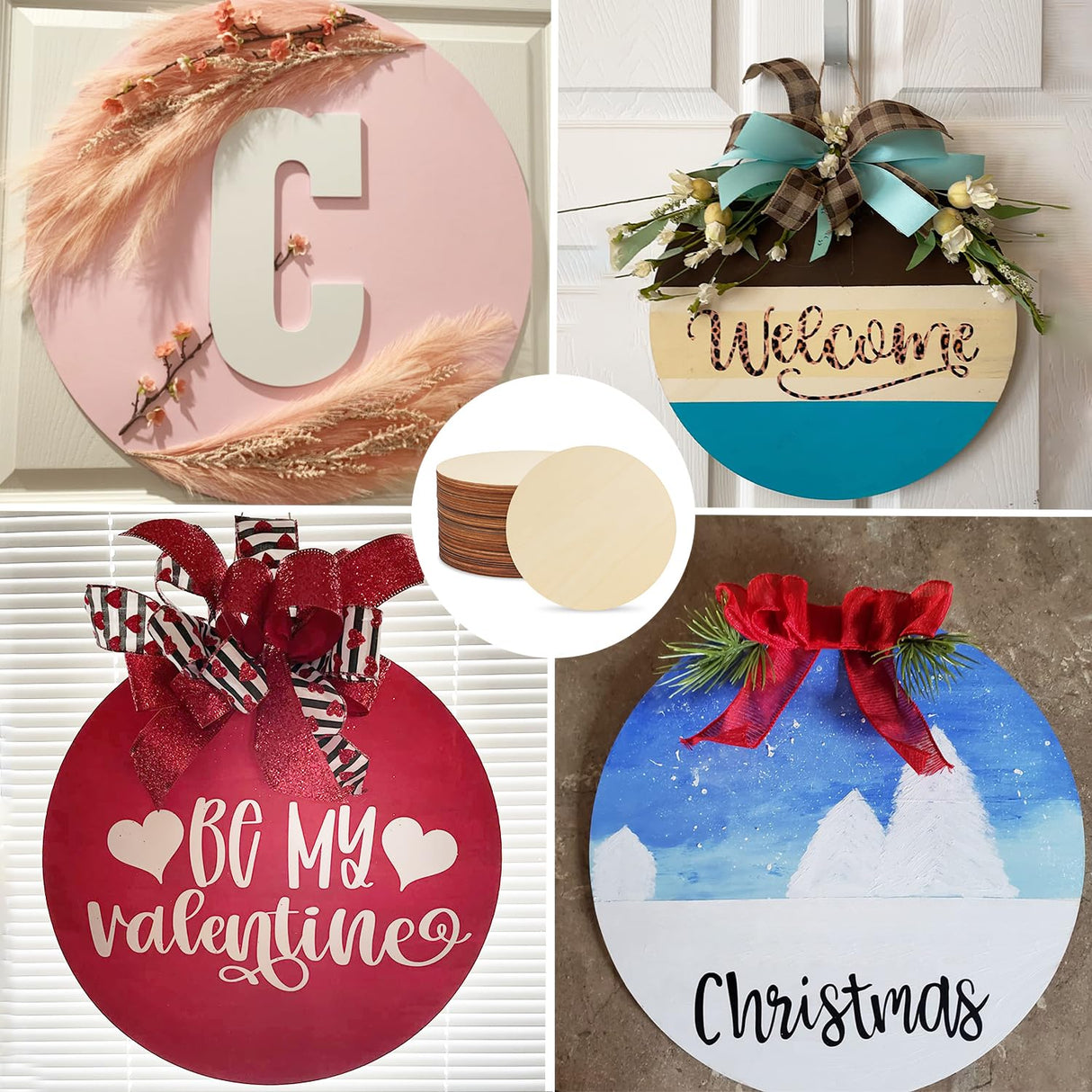 30 PCS 11.8 Inch Wood Circles, Thickness 2.5 mm Unfinished Wood Circles, Plywood Circles, Craft Unfinished Wood Discs for DIY Crafts, Door Hanger, Painting, Versatile Round Wood Pieces,by GNIEMCKIN GNIEMCKIN