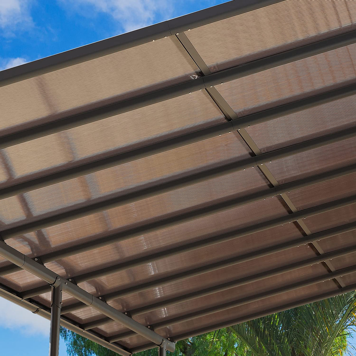 BPS 16.5' x 10' Wall Mount Gazebo Outdoor Pergola Polycarbonate Gazebo with Water-Resistant and UV-Fighting Panels Canopy BPS