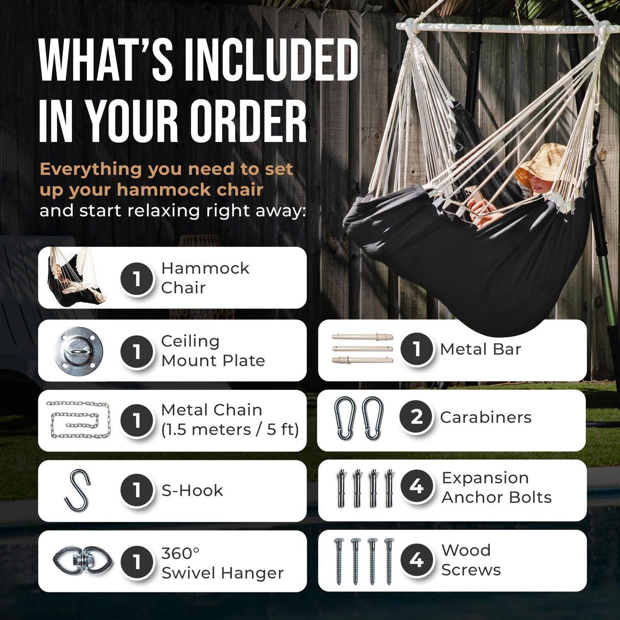 Indoor Hammock Chair Swing - Hanging Hammock Swing Chair - Indoor/Outdoor - Hanging Chairs for Bedroom, Patio, Porch, Swinging Chair Hammock for Adults - Built-In Footrest - Spacious Full Body Support EXTIRIO