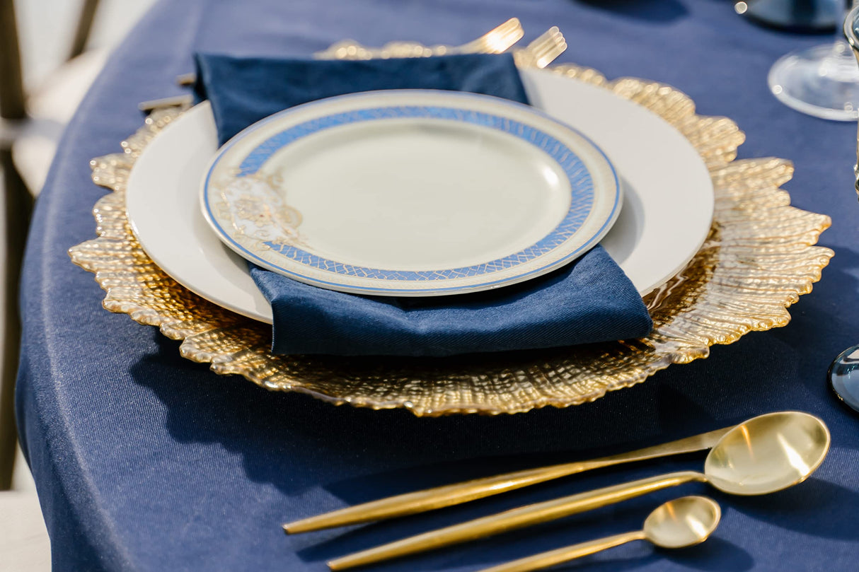 Simply Elegant Set of 6 Faux Wood Plastic Charger Plate | Service Plate for Parties, Dinner, Weddings, Quinceaneras and Events | 13 inch Diameter | Brown Finish Simply Elegant