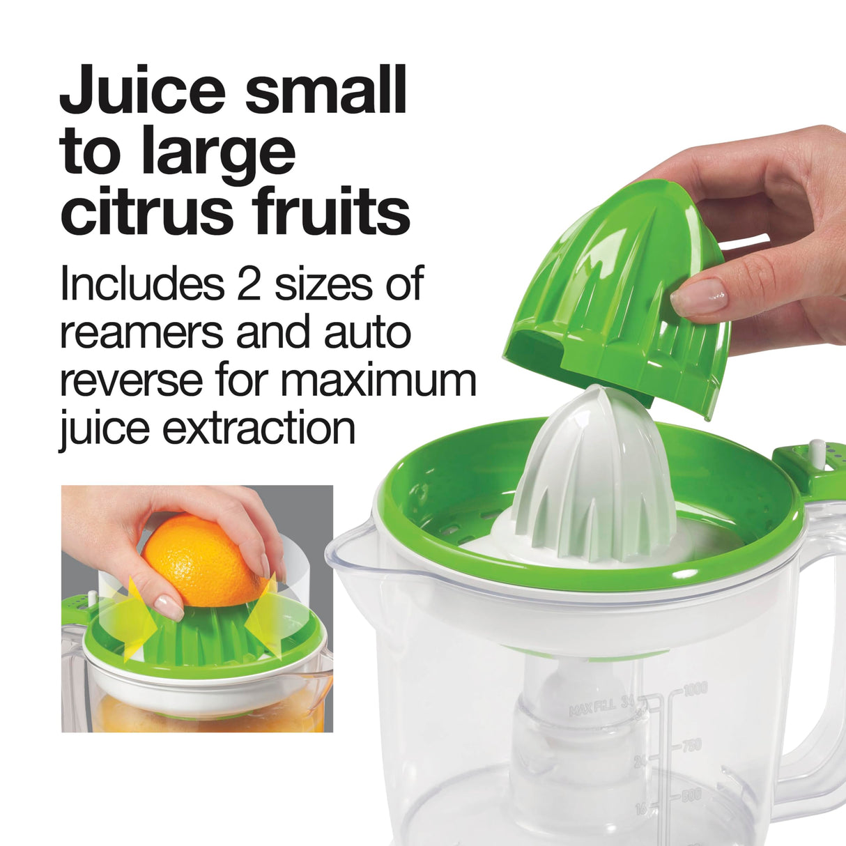 Proctor Silex Juicer Electric Citrus Juicer Machine, 34 oz., for Orange, Lemon, Grapefruit Juice, White and Green (66340) Proctor Silex