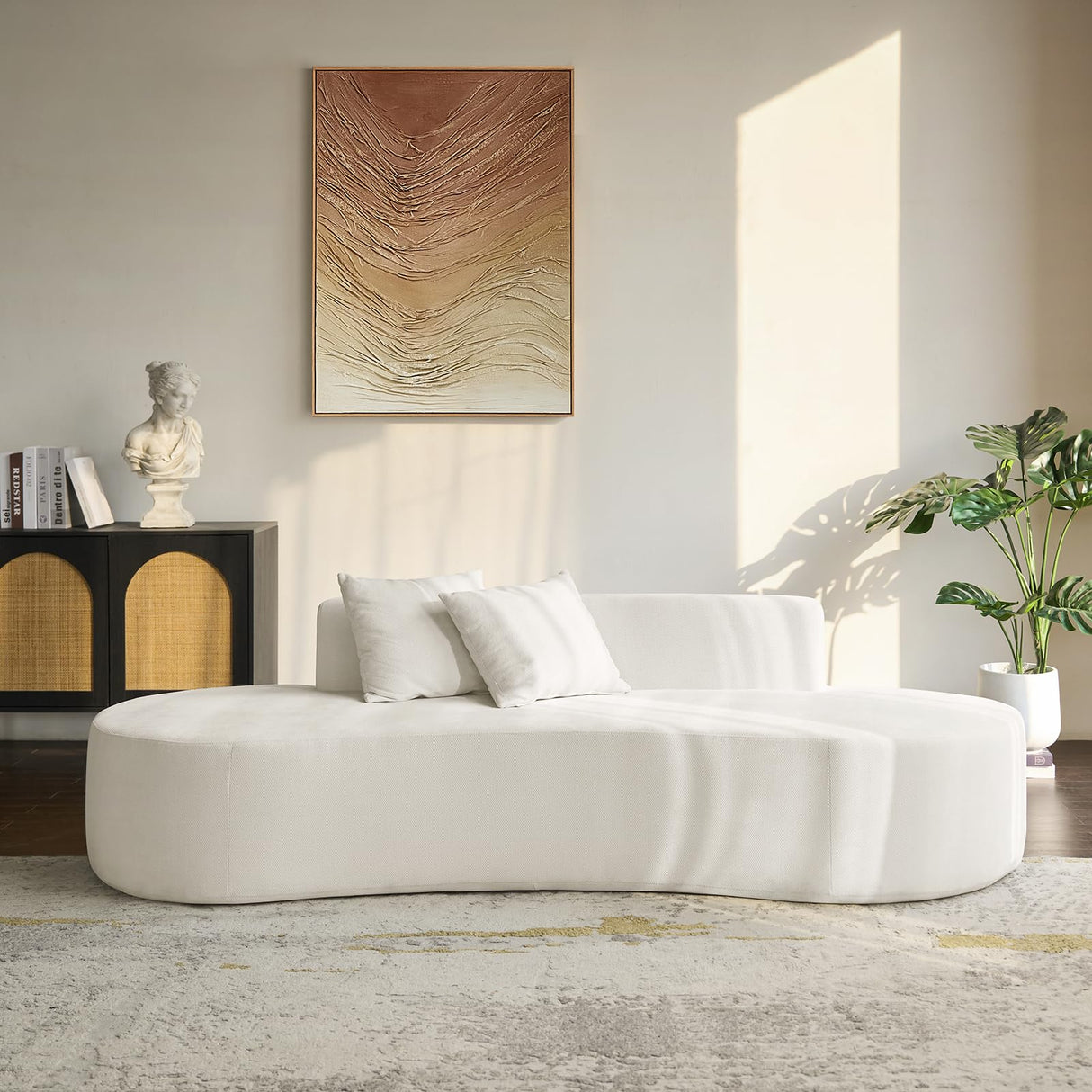 The support you need Curved Sofa Couch All Foam Design Frameless, no Assembly Required Female Leader Style Comfy Cloud Couch. Ivory The support you need