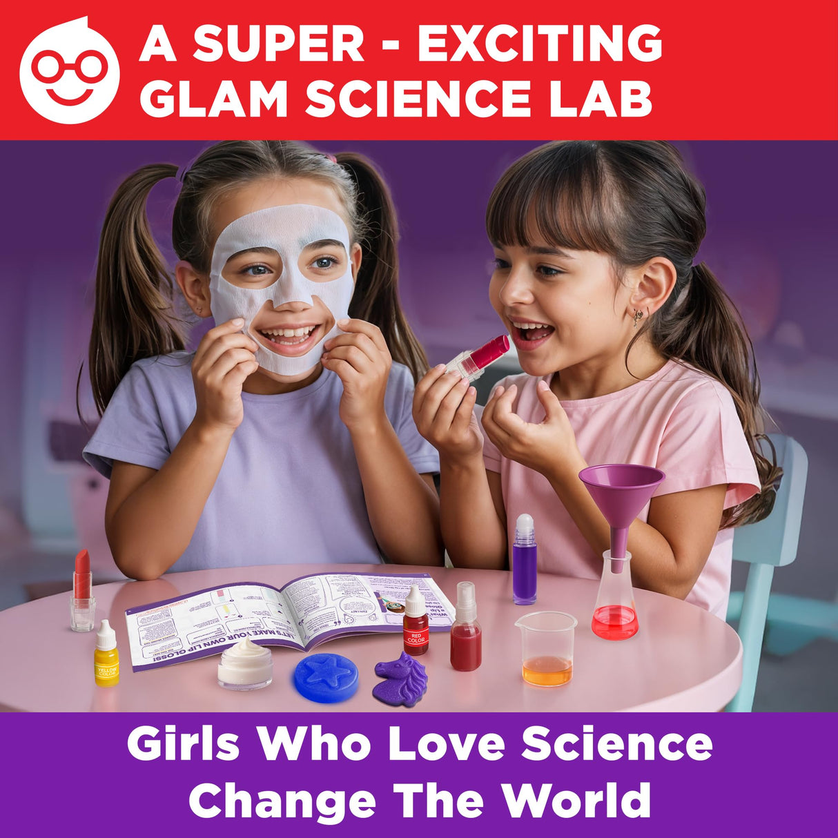 Doctor Jupiter Glam DIY Craft, Make-Up Kit for Girls Ages 6-8-12 | Lip Gloss, Bath Bomb, Perfume Making Kit with 50 Beauty Science Experiments | Birthday Gift Ideas for 6-7-8-9+ Year Old Girls Doctor Jupiter