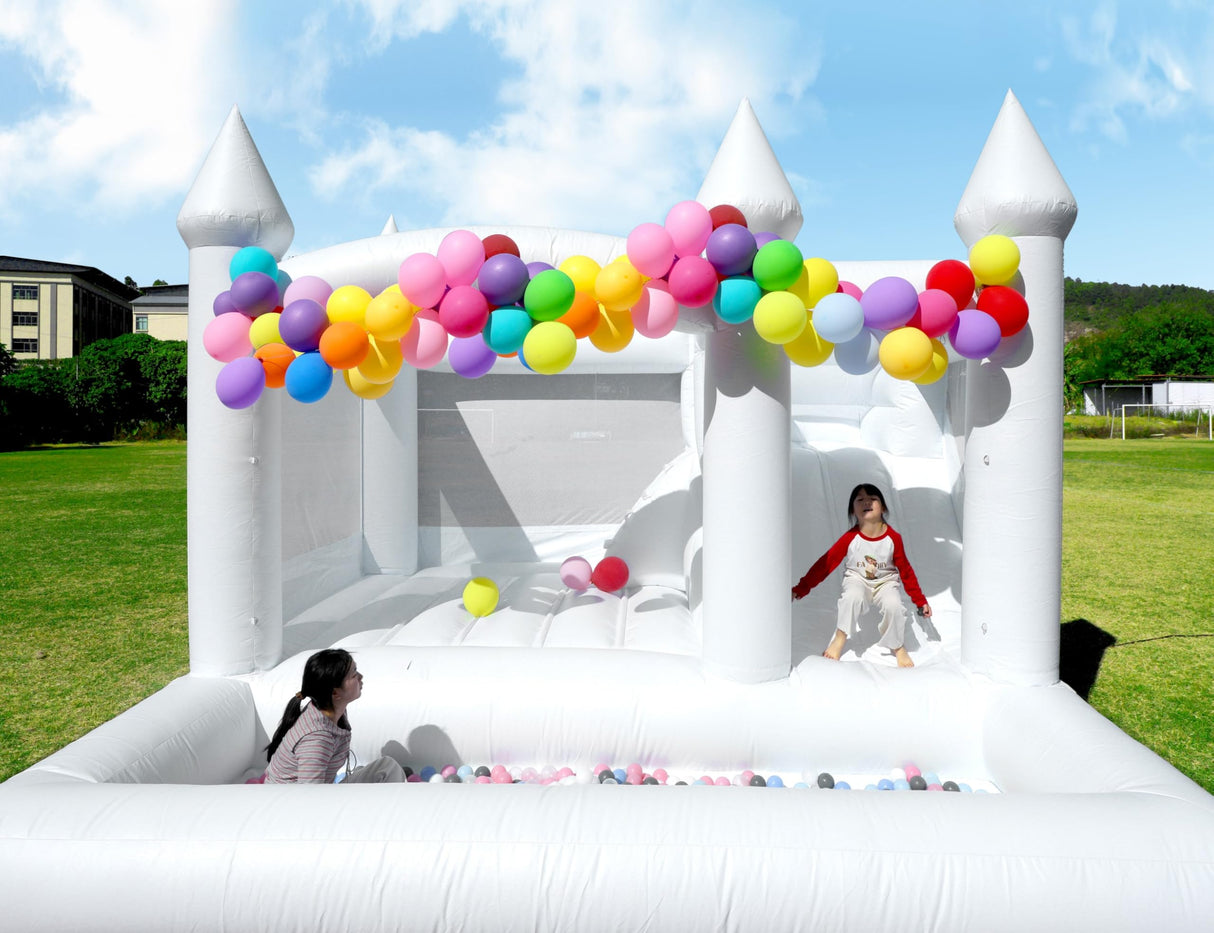 Commercial White Bounce House for Adults Kids, 100% PVC Commercial Bounce House with Ball Pit&Slide, Adult Bounce House with Blower, Inflatable Balloon Bubble House Wedding, 13x13x10FT Relunch