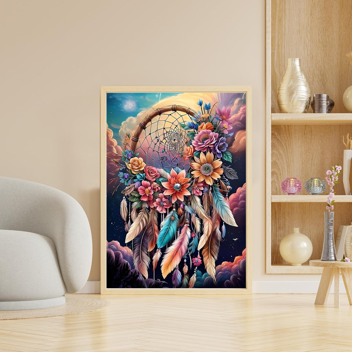 DOMROM Dream Catcher Diamond Painting Kits for Adults,Dream Catcher Full Drill Diamond Dots Painting for Beginners,Round 5D Paint with Diamonds Pictures Gem Art Painting Kits DIY Craft Kit 12x16inch DOMROM