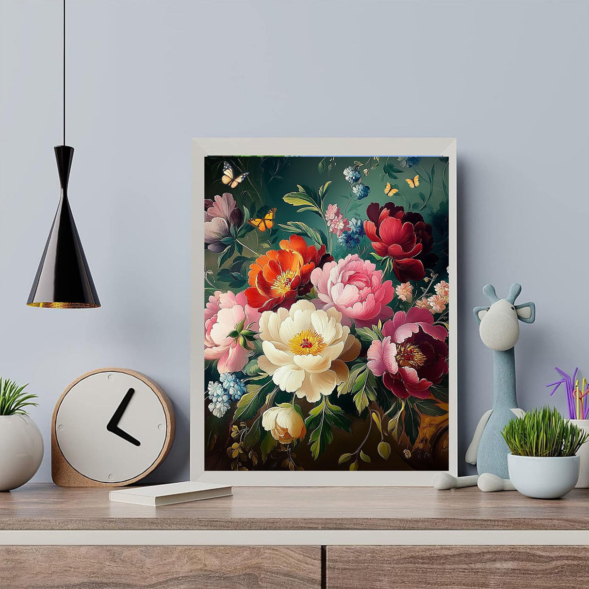 Arttoplus Flowers Paint by Numbers Kit for Adults-Butterfly Adult Paint by Number Kits on Canvas,Flowers Painting by Number Adult for Gift Home Wall Decor(16x20inch) Arttoplus