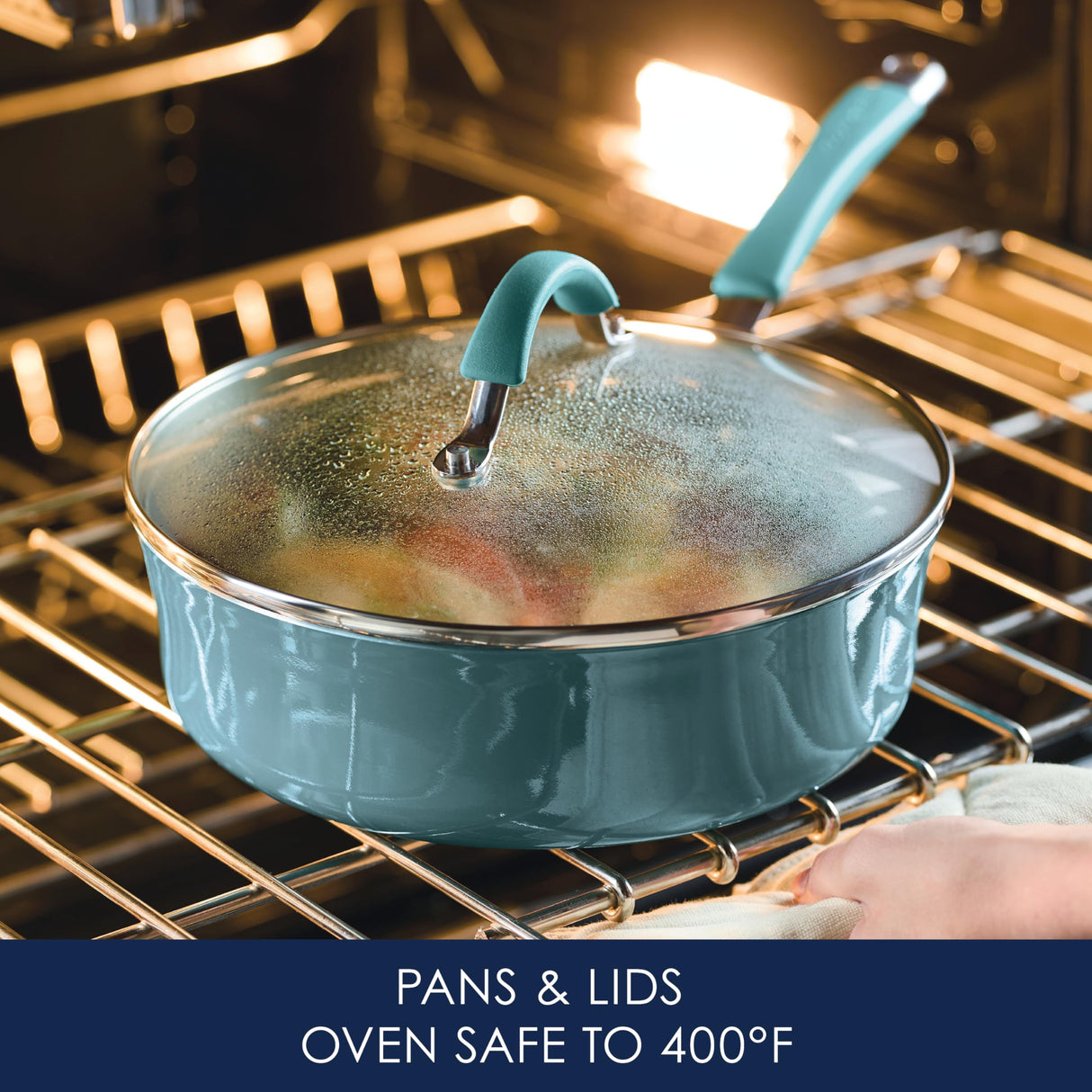 Rachael Ray Cucina Nonstick Cookware Pots and Pans Set, 12 Piece, Agave Blue Rachael Ray