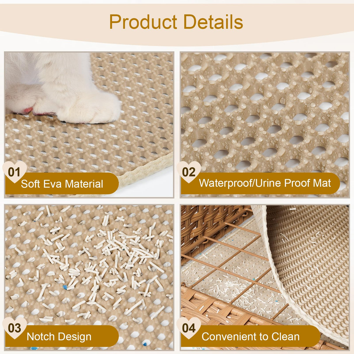 Snughome Cat Litter Box Enclosure Furniture Hidden with Cat Litter Mat, Hidden Cat Washroom Furniture with Door, Handwoven Rattan Cat Washroom Box, Indoor Pet House for Living Room, Bedroom(Natural) Snughome