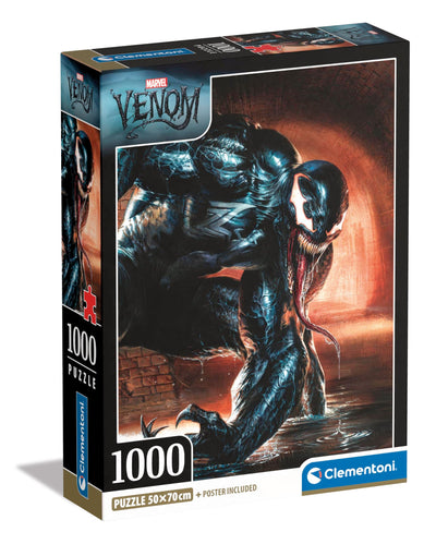 Clementoni Marvel Venom Puzzle - 1000 Pieces - Adult Jigsaw Puzzle, Poster Included, Marvel Puzzle, Superhero Puzzle, Fun for Adults, Made in Italy, 39879