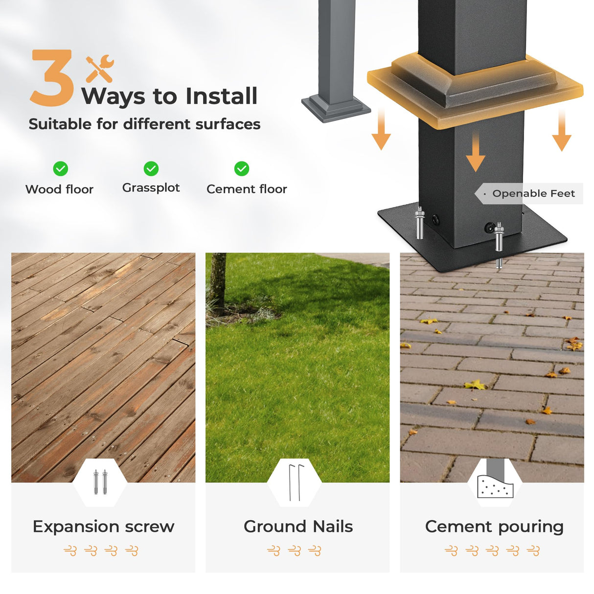 HAPPATIO 12' x12' Outdoor Retractable Pergola, Aluminum Pergola with Canopy Fixed in Various Positions, Arched Patio Pergola with Sun Shade Canopy Metal pergola for Backyards, Gardens, Patios (Grey) HAPPATIO