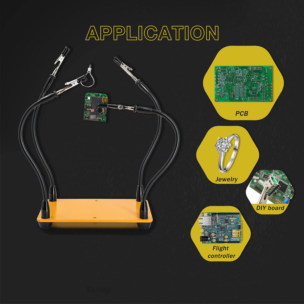 KOTTO Helping Hands Soldering, Third Hand Soldering Tool PCB Holder Four Arms Helping Hands Crafts Jewelry Hobby Workshop Helping Station Non-Slip Steel Weighted Base KOTTO