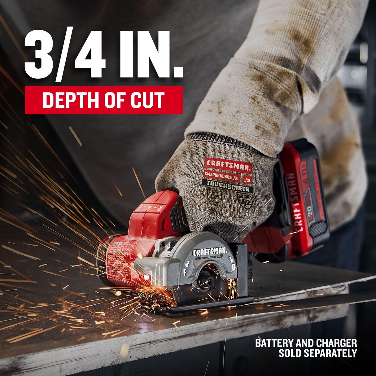 CRAFTSMAN V20 Cordless Cut-Off Tool, Brushless RP, 3 Inch, Small Circular Saw, Bare Tool Only (CMCM300B) CRAFTSMAN