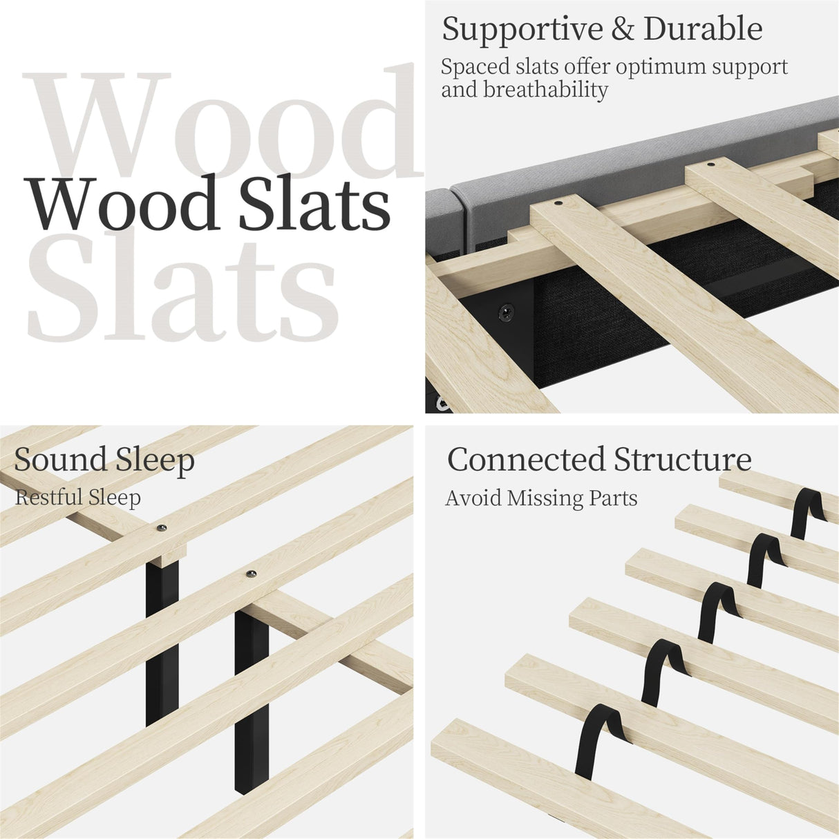 Yaheetech Full Bed Frame Upholstered Platform Bed with Wing Side Tufted Headboard/Sturdy Wooden Slat Support/No Box Spring Needed/Mattress Foundation,Light Gray Full Bed Yaheetech