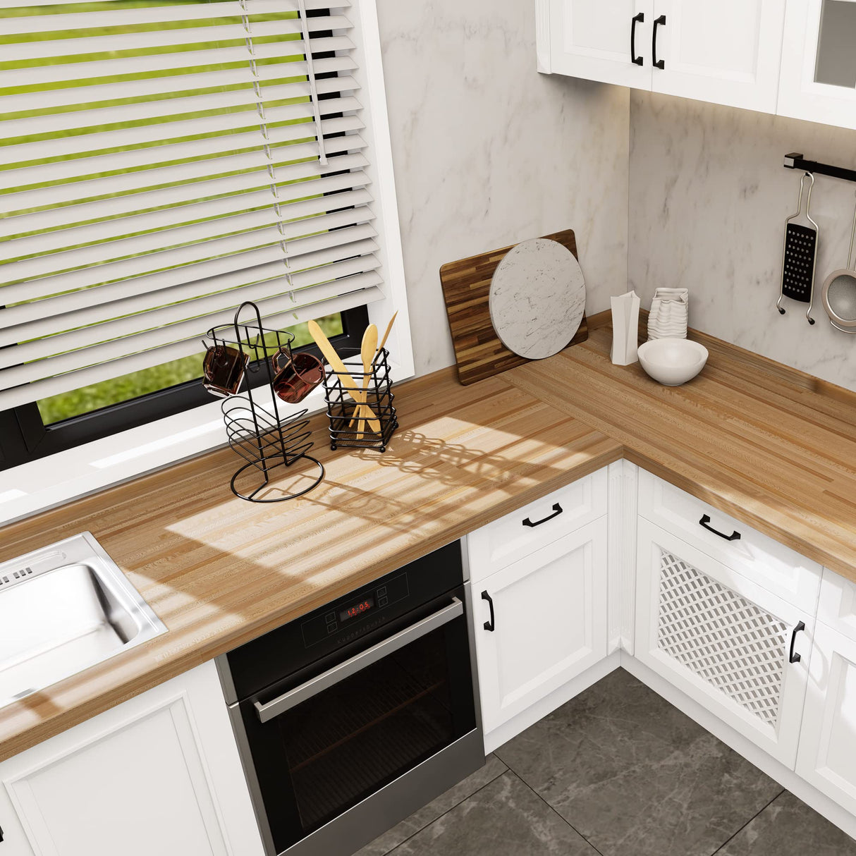 CONSDAN Butcher Block Counter Top, USA Grown Hard Maple Solid Hardwood Countertop, Washer/Laundry Countertop, Table Top, Polished, Prefinished with Food-safe Oil, 1.5" Thickness, 24" L x 25" W CONSDAN