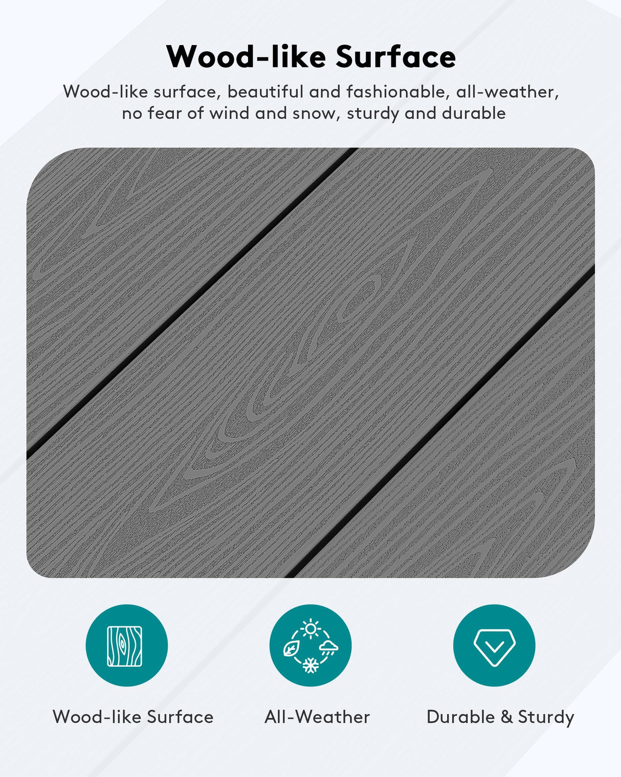 SERWALL HDPE Patio Coffee Table, Rectangle Outdoor Coffee Table, All-Weather Coffee Side Table for Balcony, Poolside, Deck, Garden, Gray SERWALL