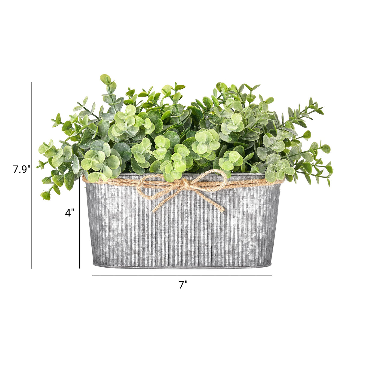 Dahey Artificial Eucalyptus Faux Plants Indoor for Farmhouse Home Decor Fake Potted Plants in Rustic Rectangular Pots Table Centerpiece for Office Bath Living Room Greenery Decor, 7" L x 4" H Dahey