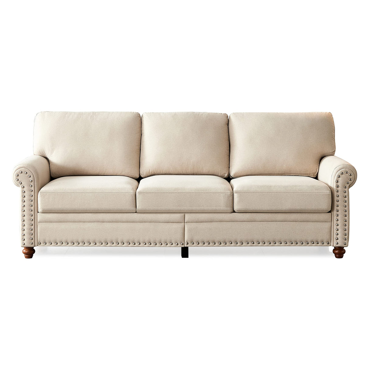 LUMISOL 82" Modern 3-Seater Sofa with Rolled Arms, Tufted Upholstered Couch with Wood Legs and Nailhead Trim for Living Room, Apartment LUMISOL