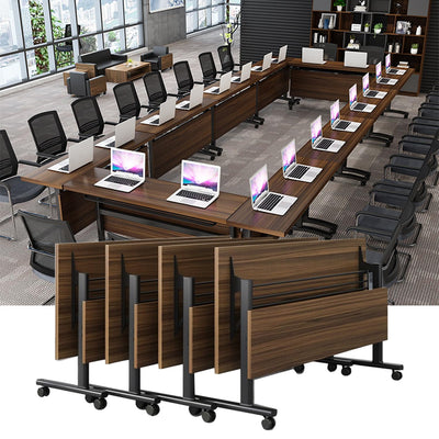 Folding Conference Table,Mobile Conference Room Tables Rolling Meeting Table with Caster Wheels,Flip Top Mobile Training Table,Foldable Rectangle Seminar Tables for Office,Classr (4pack, 47.2in)
