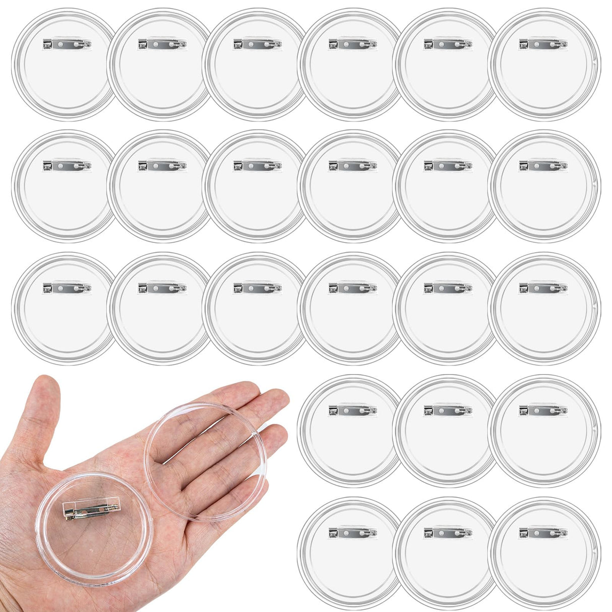 24 Pcs Acrylic Design Button Badge 2.3 Inch,Clear Design Craft Buttons Pins Making Kit Sublimation Buttons for DIY Craft Party Picture Make Your Own Buttons (Clear) NEETUE