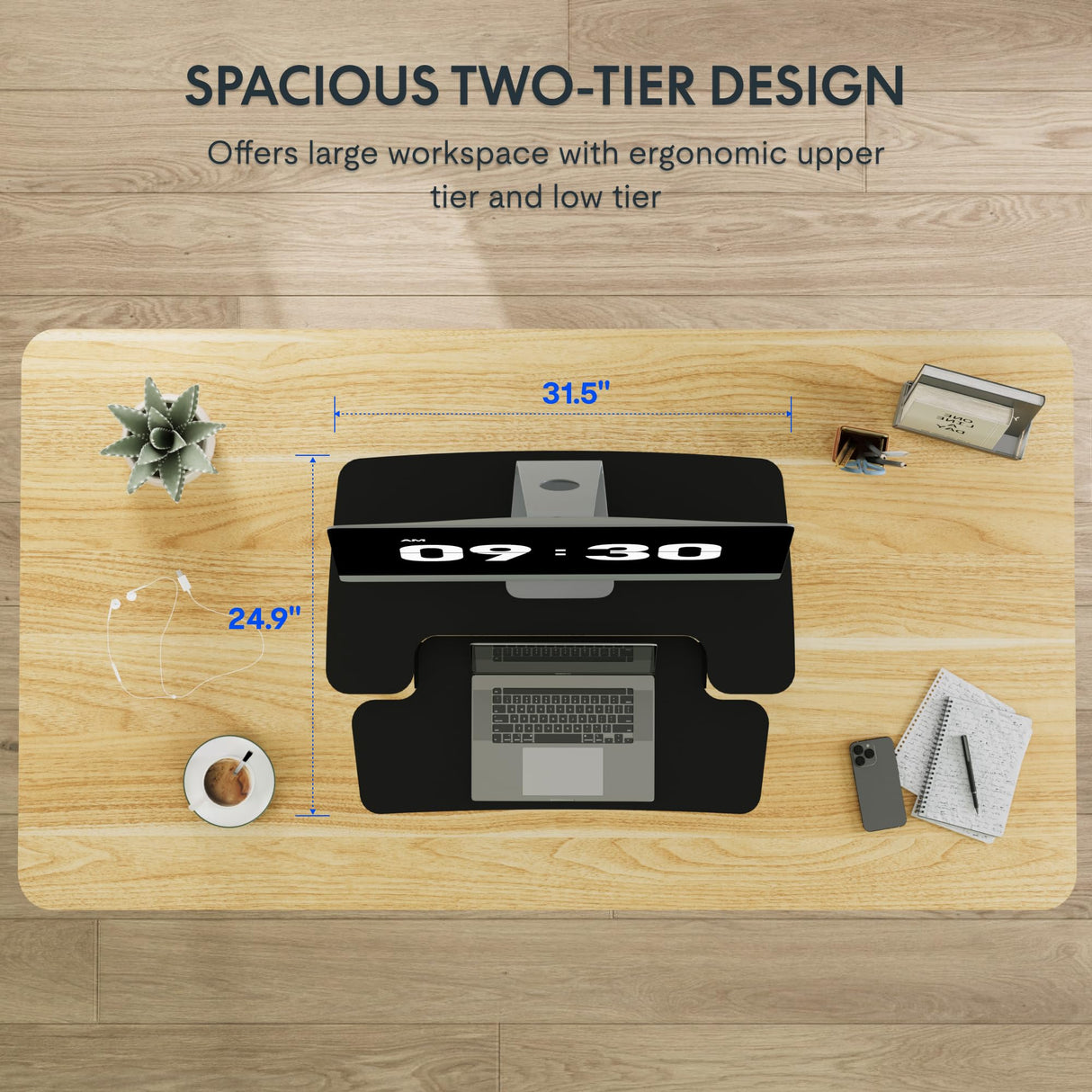 FLEXISPOT 32-inch Height Adjustable Standing Desk Converter, Quick Sit to Stand Tabletop Dual Monitor and Laptop Workstation with Wide Keyboard Tray, Black FLEXISPOT