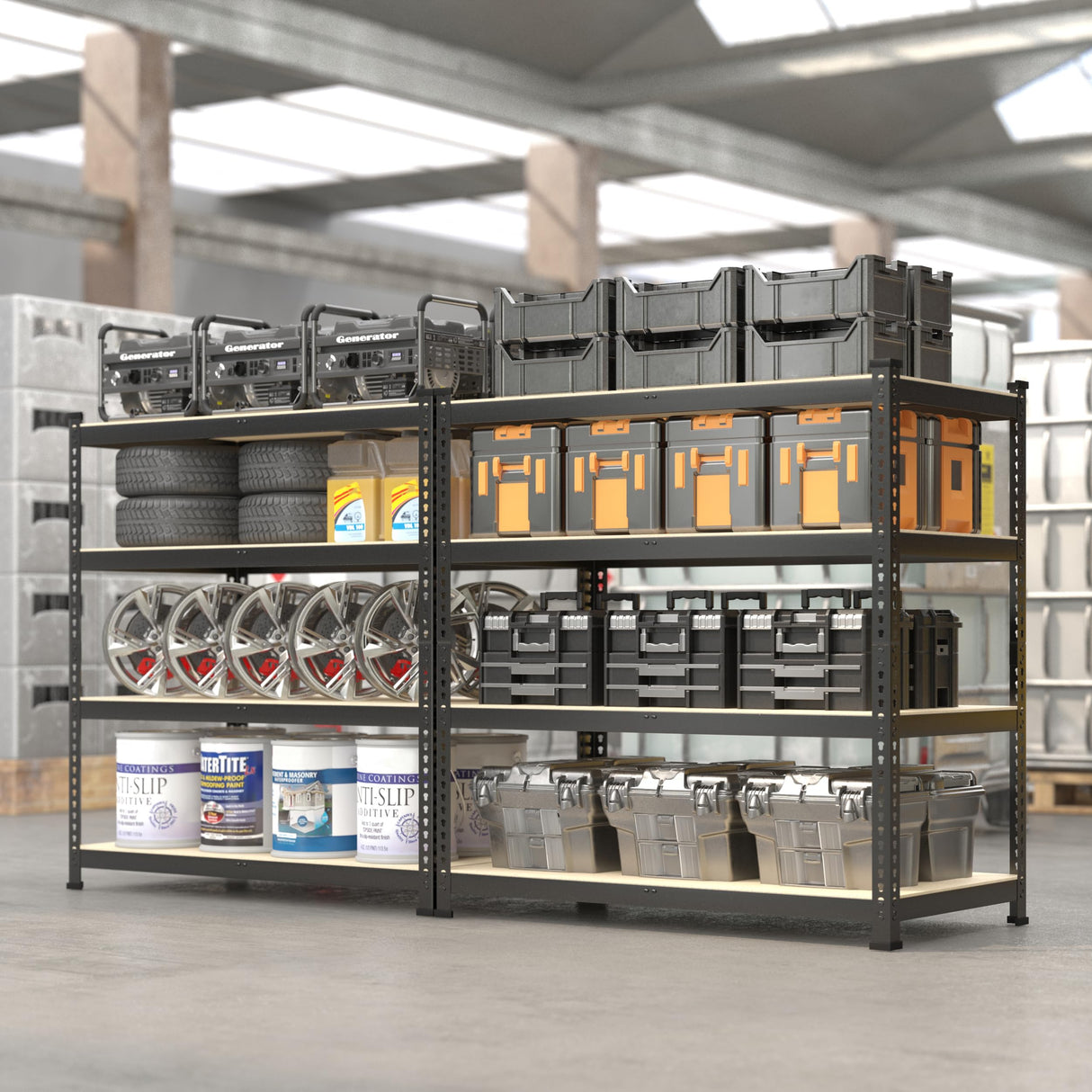 PrimeZone 40" W x 20" D x 59" H Heavy Duty Storage Shelves, 4 Tier Adjustable Garage Shelving Unit, Metal Organizer Shelf Utility Rack for Warehouse Pantry Closet Kitchen, Black PrimeZone