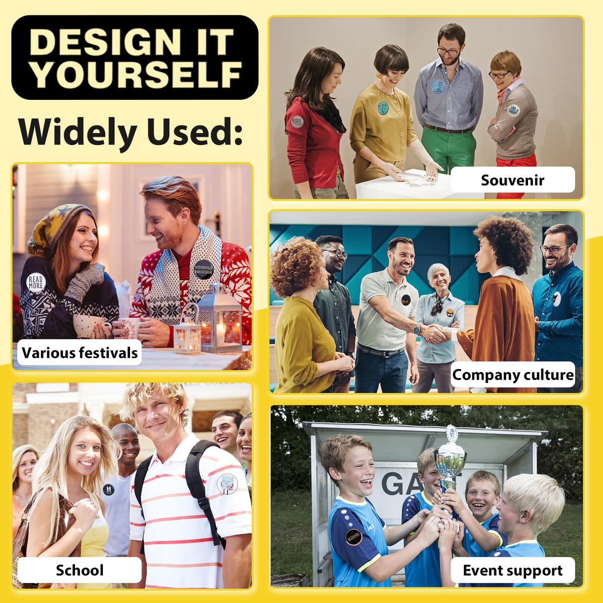 Happizza 1.97 Inch Button Maker DIY Clear Button Pins 50 Pack, Acrylic Button Making Kit, Make Your Own Buttons, Picture Photo Buttons for School Crafts Supplies, Blank Button Pins with Round Paper Happizza