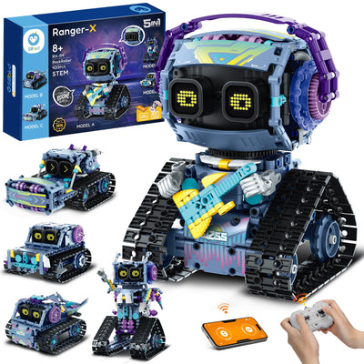 Sillbird Robot Building Kit with Remote Control STEM Gifts for Kids Boys Ages 8-12, Coding Robotic Technic Creative Toys for Birthday - Build 5in1 Model with 433 Pieces