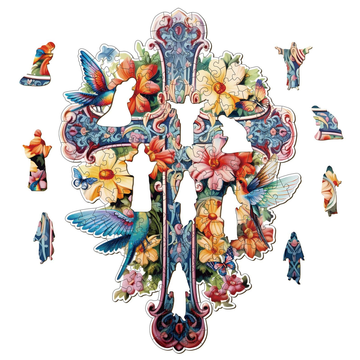 KAAYEE Wooden Jigsaw Puzzles-Wooden Puzzle Adult Unique Shape Advanced Blessing Cross Wooden Jigsaw Puzzle for Adult,Puzzle for Adults,Family Puzzles 9.3 * 13.4in 250pcs KAAYEE